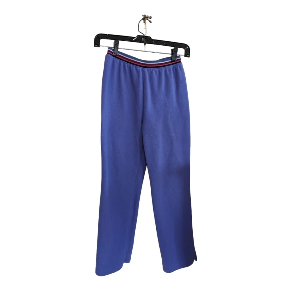 LL Bean Girls Cornflower Blue Fleece Warmup Suit Top 14/16 Pants 12 EUC
